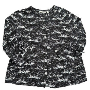 Sejour Nordstrom Tunic Women's 14W Button Front Bell Sleeve Black/White Blouse